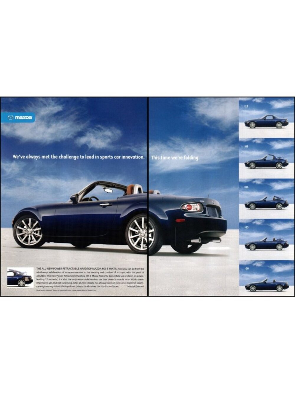 2007 Mazda MX-5 Miata Convertible Roadster 2 Page Vintage Print Ad Wall Art